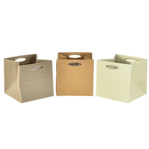 Sac en papier 12cm marron crème beige sac cadeau 6 pièces