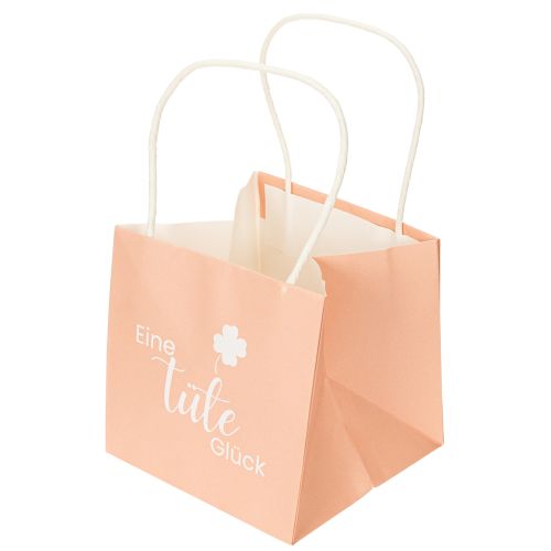Article Sachet cadeau imprimé « Un sac de bonheur », idéal pour de jolies idées cadeaux, 12 cm, lot de 12.