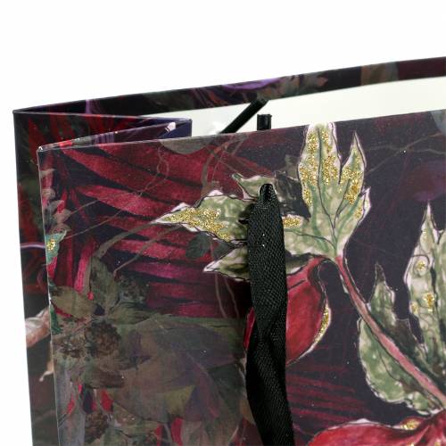 Article Sac cadeau fleurs or 18cm x 8cm H24cm