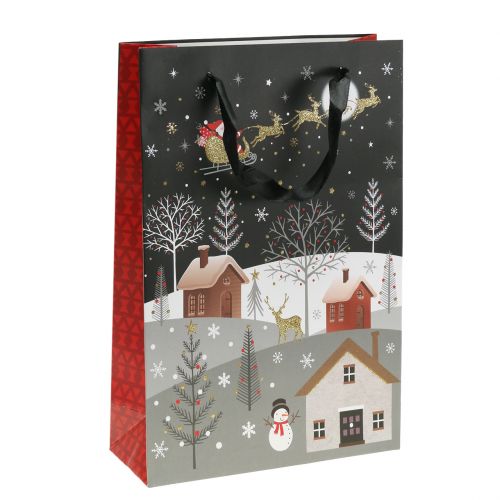 Floristik24 Sac cadeau sac en papier Village de Noël H30cm 2pcs