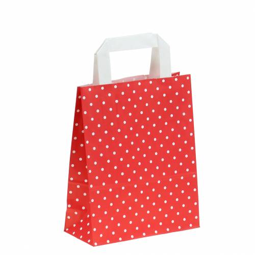 Floristik24 Sac papier rouge à pois 18cm x 8cm x 22cm 25p