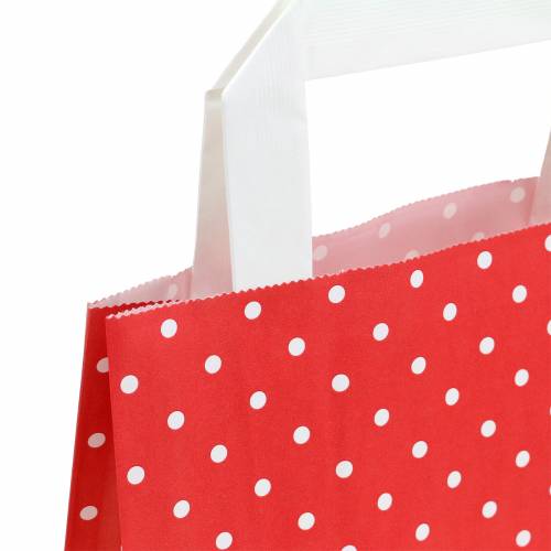 Floristik24 Sac papier rouge à pois 18cm x 8cm x 22cm 25p