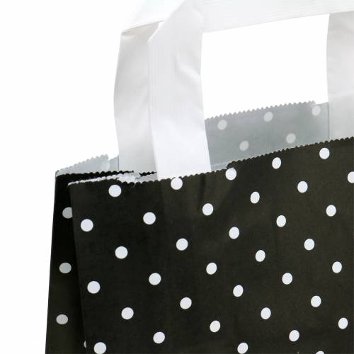 Floristik24 Sac papier noir à pois 18cm x 8cm x 22cm 25p