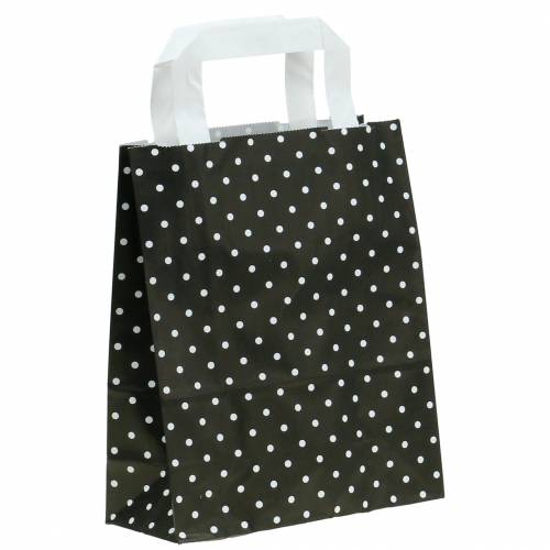 Floristik24 Sac papier noir à pois 18cm x 8cm x 22cm 25p