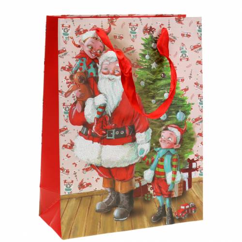 Floristik24 Sac cadeau sac en papier "Père Noël" H24cm
