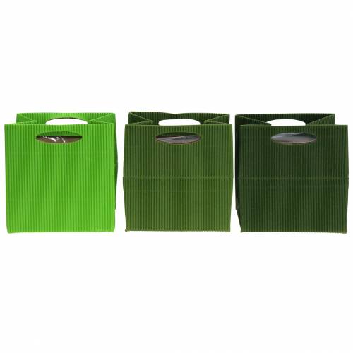 Pot de fleurs en sac en papier vert mix 10,5cm 12 pcs