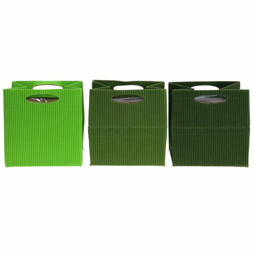 Floristik24 Sac en papier jardinière pot de fleurs mélange vert 10,5cm 12pcs