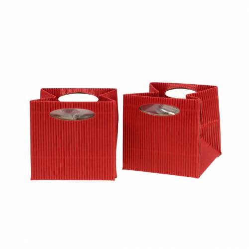 Floristik24 Pot de fleurs en sac en papier rouge 10,5 cm 12 pcs