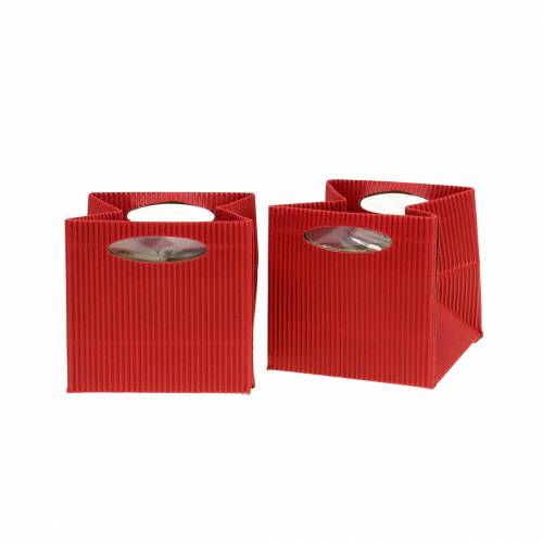 Floristik24 Sac en papier pot de fleur rouge 10,5cm 12pcs