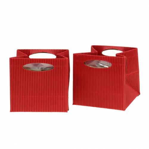 Floristik24 Sac en papier jardinière pot de fleur rouge 12cm 12pcs