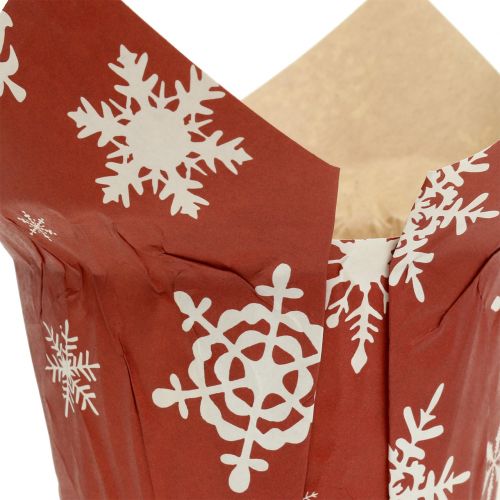 Article Cache-pots en papier avec flocons de neige rouge-blanc Ø 9 cm 12 p.