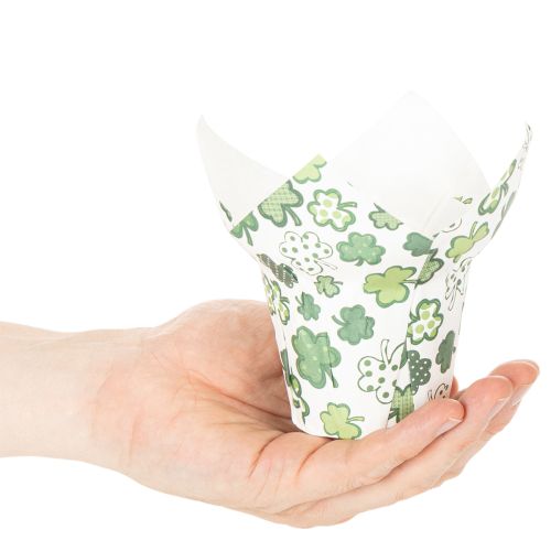 Pot de fleurs en papier à motif de trèfle, décoration de Nouvel An, 12 cm, lot de 12 | Floristik24.be