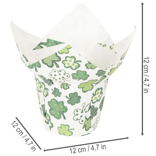 Pot de fleurs en papier à motif de trèfle, décoration de Nouvel An, 12 cm, lot de 12 | Floristik24.be