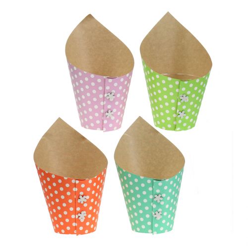 Floristik24 Pot en papier cache-pot multicolore avec pois Ø 10 cm 8 p.