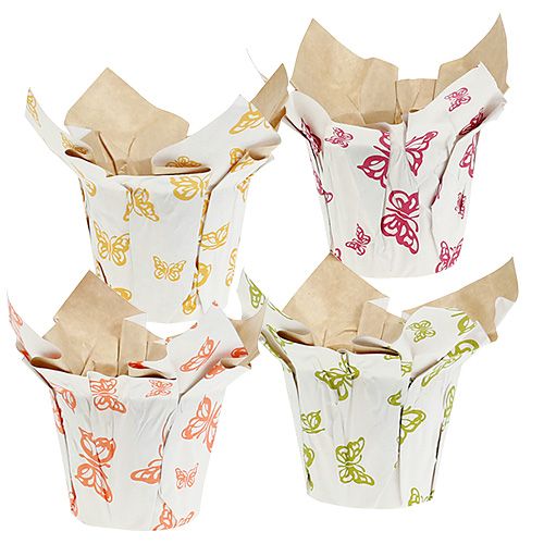 Floristik24 Pot en papier Ø12cm H9cm avec motif 8pcs