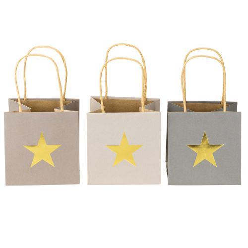 Article Sacs en papier avec étoile et poignée gris assortis 10,5×10,5cm 9pcs