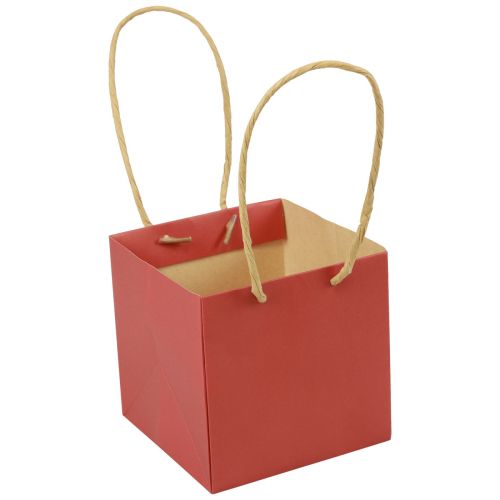 Floristik24 Sacs en papier rouge avec poignée sacs cadeaux 10,5×10,5cm 8pcs