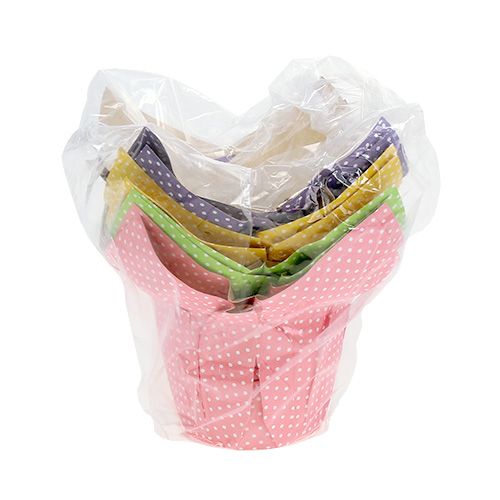Floristik24 Cache pot en papier Ø12cm couleurs assorties 8pcs