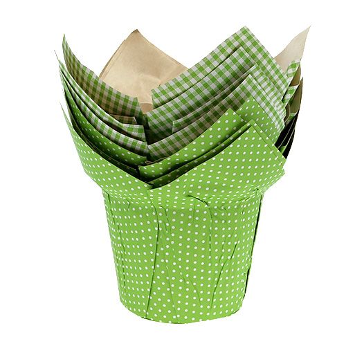 Floristik24 Pot en papier Ø10cm H8cm vert 8pcs