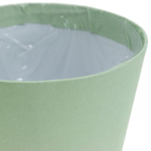 Article Pot en papier, cache pot, jardinière bleu/vert Ø11cm H10cm 4pcs