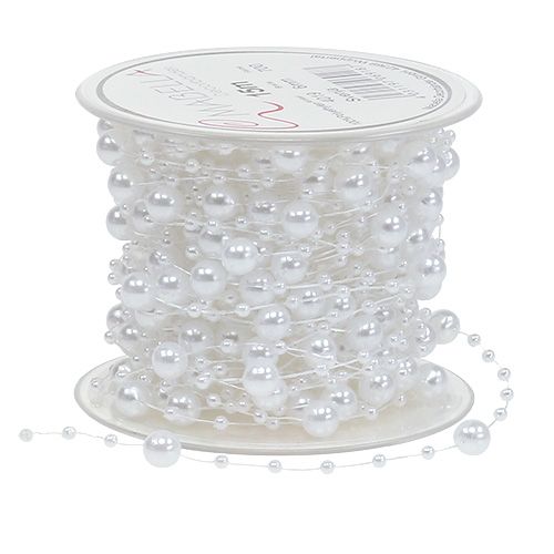 Floristik24 Perle cordon blanc 6mm 15m