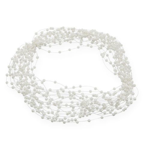 Floristik24 Fil de perles décoratif 20m blanc