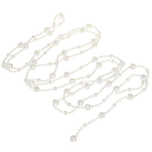 Floristik24 Collier de perles ruban de perles guirlande de perles blanc clair 270cm
