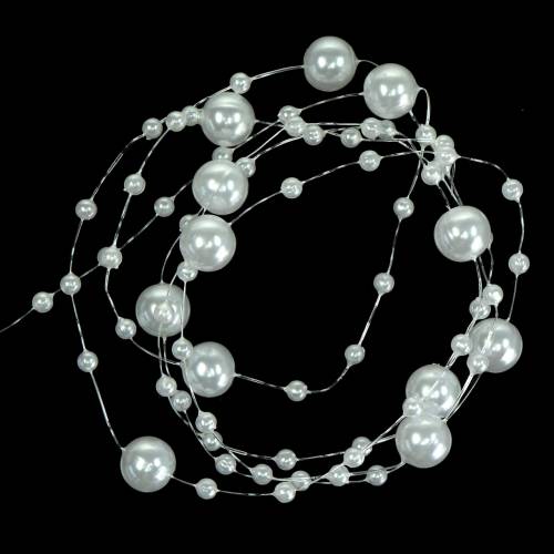 Floristik24 Collier Perle Blanche Ø3 - 8mm L3m