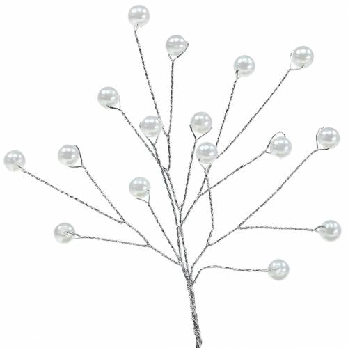 Branche de perles blanc L18cm 2pcs