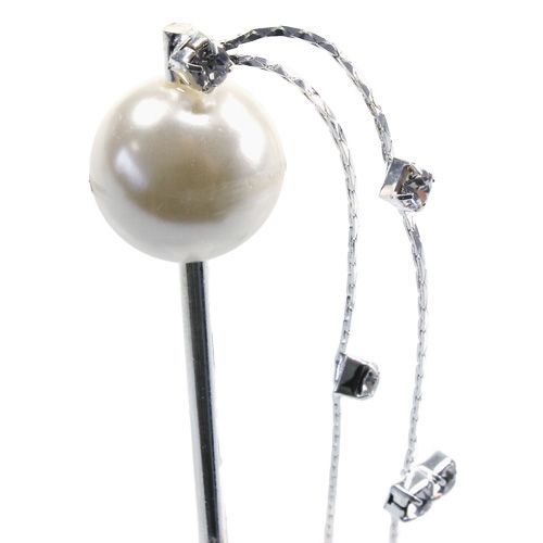 Floristik24 Épingle de décoration à tête nacrée, blanche Ø15mm L. 12 cm 6 p.