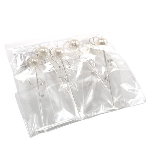 Floristik24 Épingle de décoration à tête nacrée, blanche Ø15mm L. 12 cm 6 p.