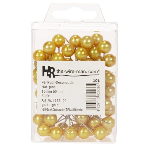 Epingles tête perle or Ø10mm