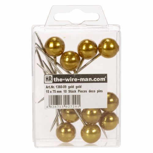 Epingles Tête Perle Doré Ø15mm