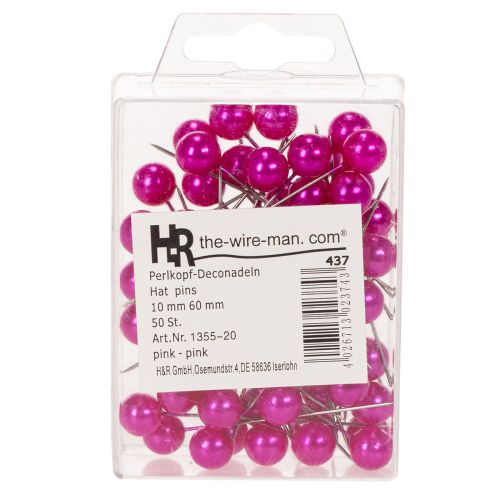 Epingles Tête Perle Rose Ø10mm