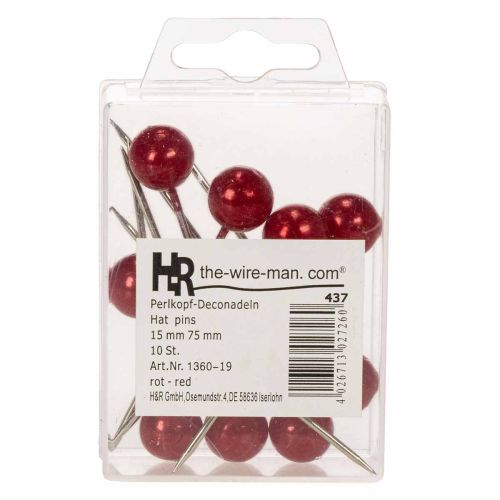 Epingles Tête Perle Rouge