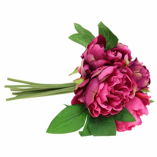Floristik24 Bouquet de fleurs artificielles avec pivoines violet magenta Ø27cm 1 pièce