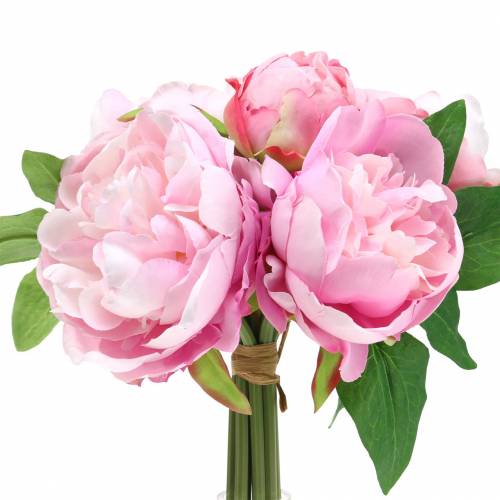 Floristik24 Bouquet de fleurs artificielles avec pivoines roses Ø27cm 1 pièce