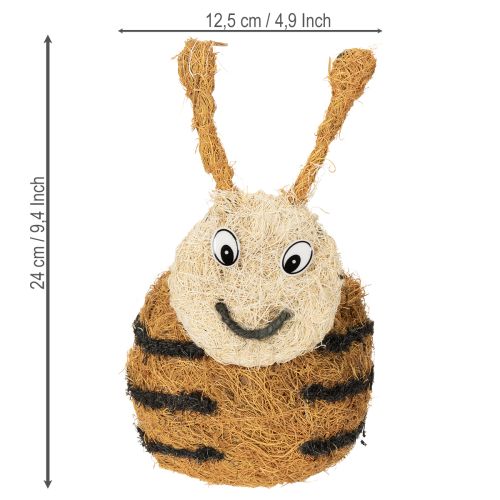 Article Figurine d'abeille en matériaux naturels, au design adorable, idéale pour les chambres d'enfants, 24 cm, lot de 2.