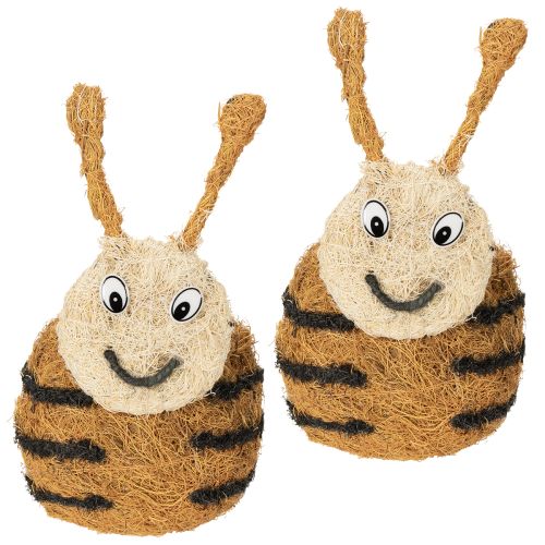 Article Figurine d'abeille en matériaux naturels, au design adorable, idéale pour les chambres d'enfants, 24 cm, lot de 2.