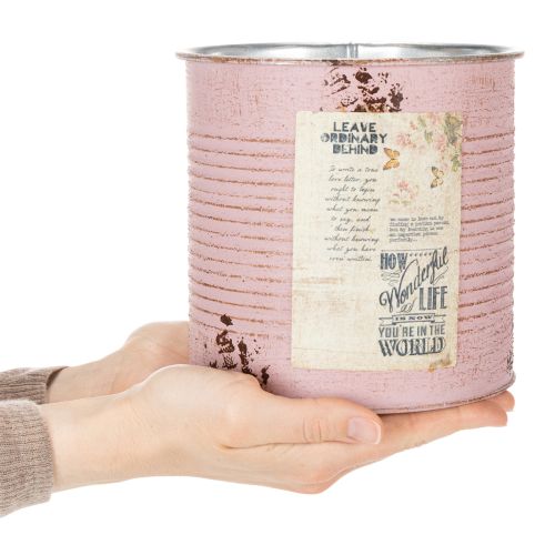 Article Pot de fleurs, rose ancienne, boîte décorative en métal, style vintage, Ø 15,5 cm x H 15 cm