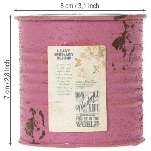 Article Pot de fleurs décoratif rond en métal violet de style vintage, Ø 8 cm, H 7,5 cm