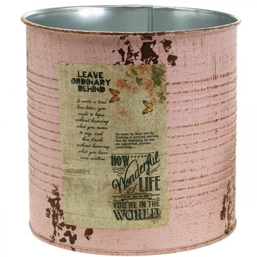 Floristik24 Jardinière vieux rose boite décorative métal vintage Ø15.5cm H15cm