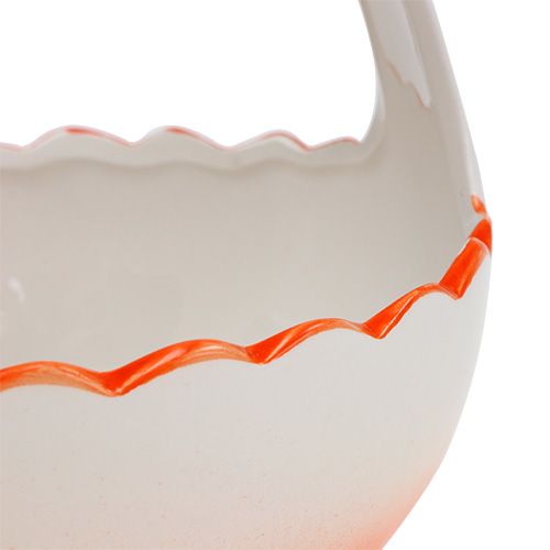 Floristik24 Pot de fleurs en forme d’un œuf, blanc-orange Ø12,5cm