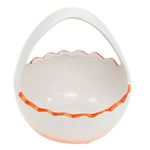 Floristik24 Pot de fleurs en forme d’un œuf, blanc-orange Ø12,5cm