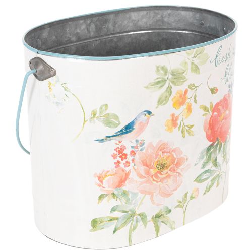 Pot de fleurs ovale vintage printanier, en métal, 26 x 22 x 17 cm, lot de 3 | Floristik24.be