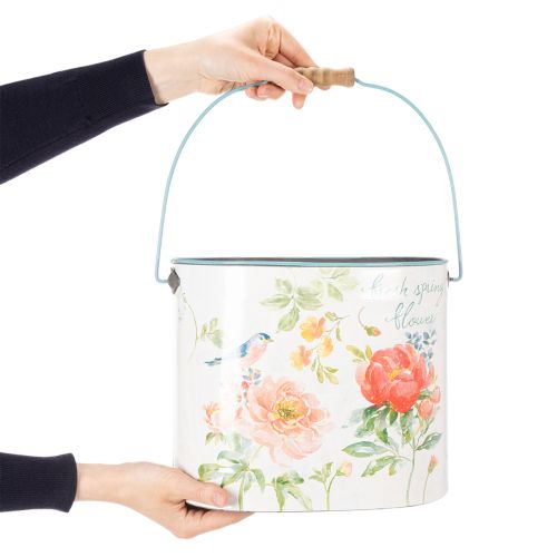 Pot de fleurs ovale vintage printanier, en métal, 26 x 22 x 17 cm, lot de 3 | Floristik24.be