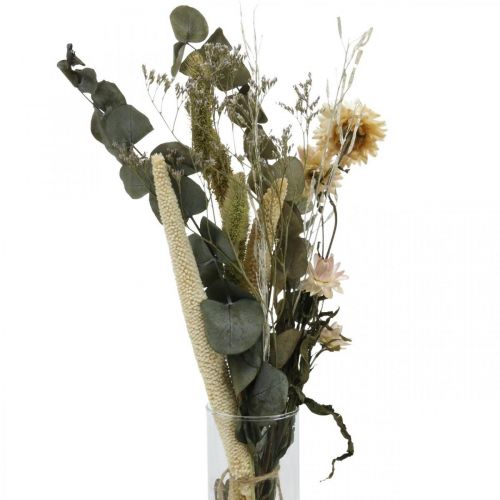 Article Bouquet de fleurs séchées eucalyptus coffret fleuristerie sèche H30-35cm