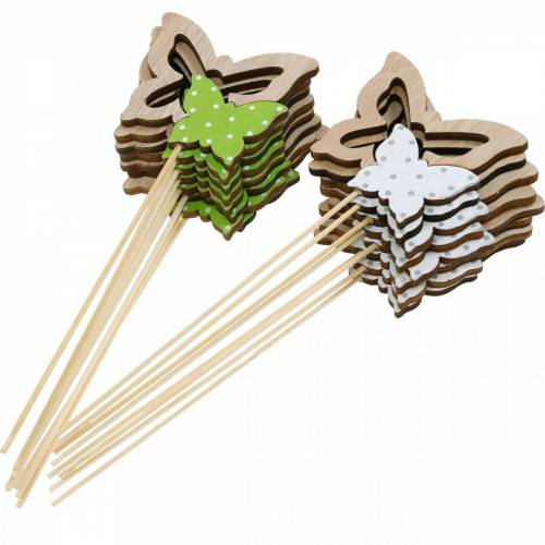 Floristik24 Bouchon de plante papillon sur bâton décoration de printemps en bois 16 pièces