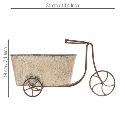 Article Pot de fleurs Jardinière vélo métal Gris Rouille 34×16×18cm