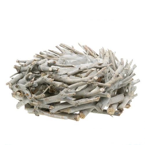 Floristik24 Jardinière corbeille couronne en branchages gris Ø34cm